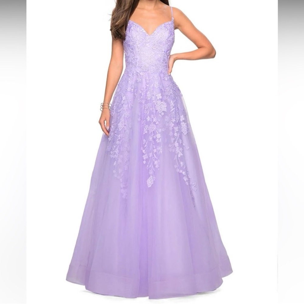 Lavender Purple Prom Dress with Pockets / La Femme Formal Dress